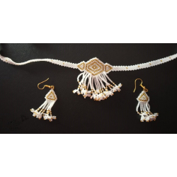 Handmade Bead Jewelry | Necklace Earring Set - White