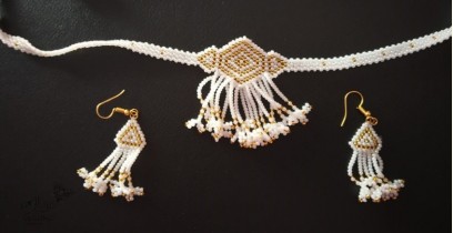 Handmade Bead Jewelry | Necklace Earring Set - White