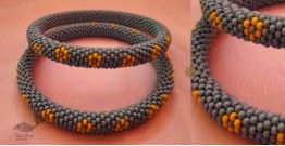 Handmade Bead Jewelry ~ Pair of Bangles -Grey