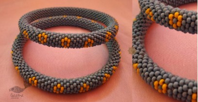 Handmade Bead Jewelry ~ Pair of Bangles -Grey