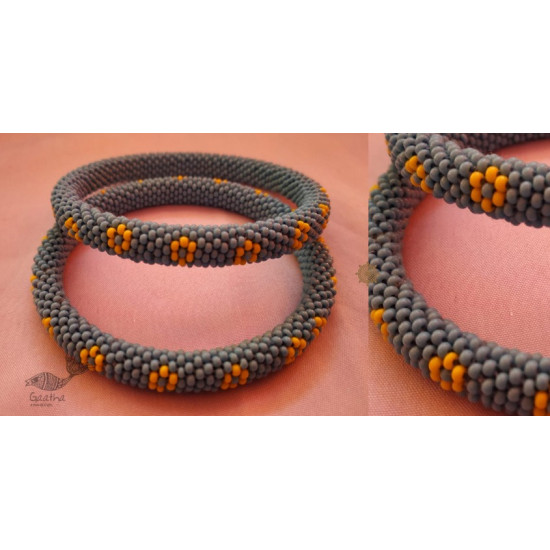 Handmade Bead jewelry ~ Grey Pair of Bangles