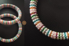 Handmade Bead Jewelry | Pair of Bangles - Multi Colour in White