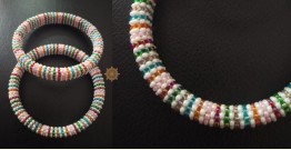 Handmade Bead Jewelry | Pair of Bangles - Multi Colour in White