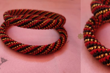 Handmade Bead Jewelry | Pair of Bangles - Red & Black