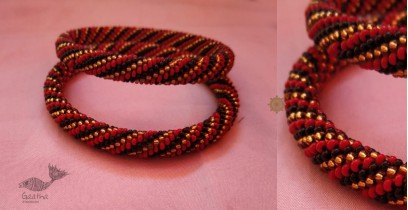 Handmade Bead Jewelry | Pair of Bangles - Red & Black