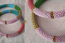Handmade Bead Jewelry | Pair of Bangles - pink