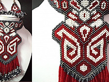 Handmade Bead Jewelry |  Necklace Earring Set - Maroon