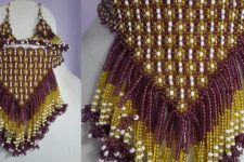 Handmade Bead Jewelry |  Necklace Earring Set - Purple & Yellow