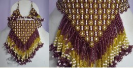 Handmade Bead Jewelry |  Necklace Earring Set - Purple & Yellow