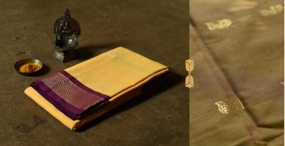 Gilded ~ Cotton Silk - Woven Paithani Zari Border Saree - Yellow with Purple Border