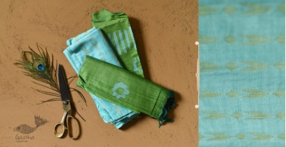 Hridhima . रिद्धिमा | Mulberry Silk Dress Material -  Top, Bottom & Dupatta - Green & Sky Blue