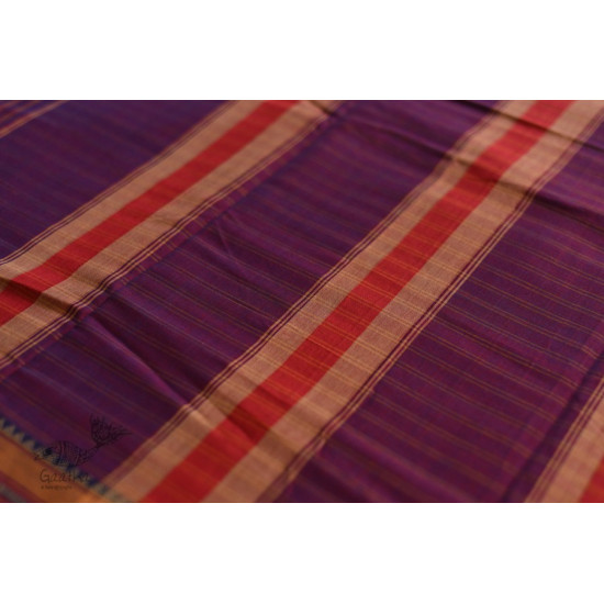 Handwoven cotton Checks saree - in Deep Violet from Andhra Pradesh