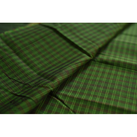 Handwoven cotton Checks Green saree - Andhra Pradesh