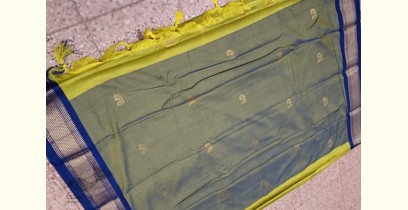 Gilded | Cotton Silk Green Saree With Paithani Border
