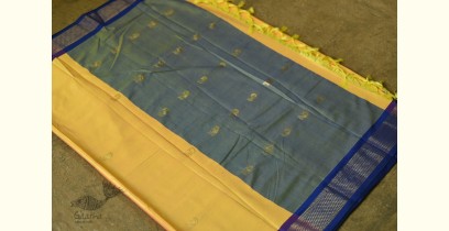 Gilded | Cotton Silk - Woven Paithani Zari Border Saree - Lime Yellow