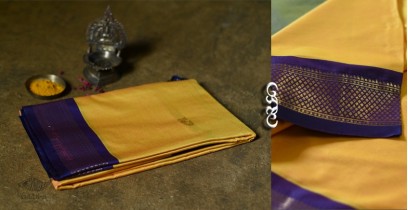 Gilded | Cotton Silk - Woven Paithani Zari Border Saree - Lime Yellow
