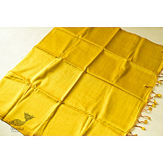 Indravali | Yellow Plain Silk Saree With Ikat Silk Blouse Piece