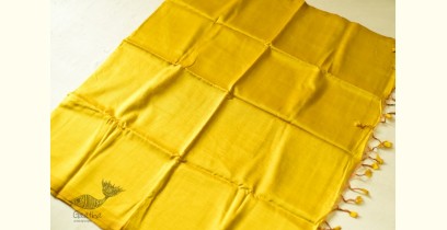 Indravali | Yellow Plain Silk Saree With Ikat Silk Blouse Piece