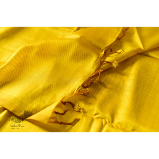 shop Yellow Silk Saree With Ikat Silk Blouse Piece