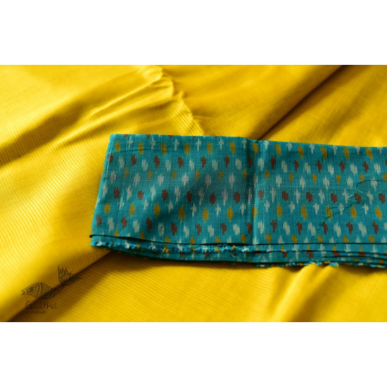 shop Yellow Silk Saree With Ikat Silk Blouse Piece