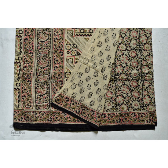 shop exclusive handloom hand block printed kalamkari cotton saree