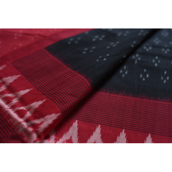 shop Pure Cotton Ikat Red & Black Saree