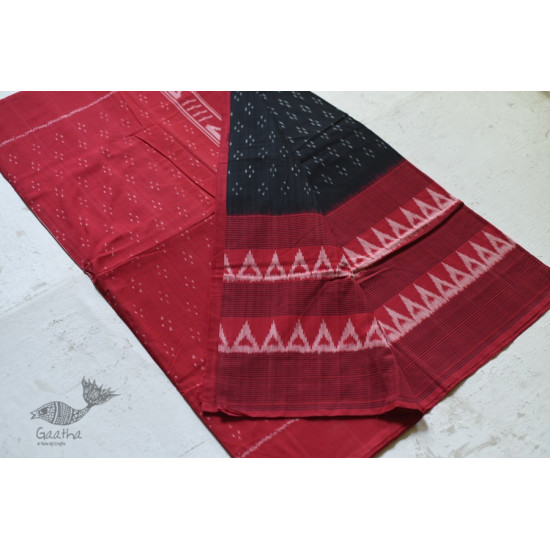 shop Pure Cotton Ikat Red & Black Saree