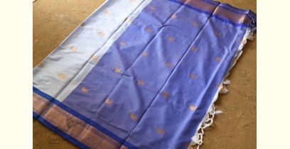 Gilded | Cotton Silk - Paithani Border Woven with Zari Saree - Blue & Sky Blue