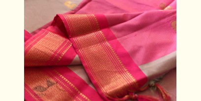 Gilded | Cotton Silk - Paithani Border Woven with Zari Saree - Purple & Pink