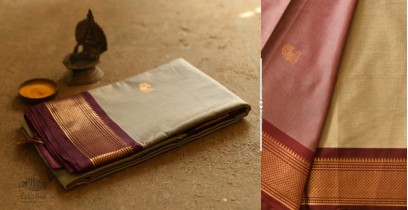 Gilded | Cotton Silk - Paithani Border Woven with Zari Saree - Grey