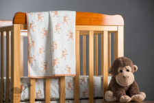 Rainboo ☁ Block Printed ☁ Monkeys + Bananas Dohar / Blenket - Peach Apricot - 8