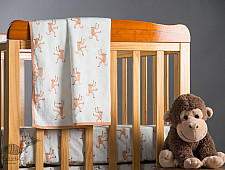 Rainboo ☁ Block Printed ☁ Monkeys + Bananas Dohar / Blenket - Peach Apricot - 8