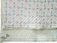 Rainboo ☁ Block Printed ☁ Unicorns + Rainbows Quilt-  Mauve - 15