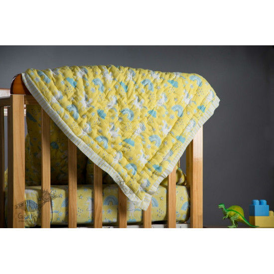 shop designer block printed baby quilt with soothing palettes and colors