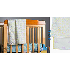 Rainboo ☁ Block Printed ☁ Cloud + Rainbows Dohar / Blanket - Moody Mauve - 5