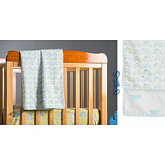 Rainboo ☁ Block Printed ☁ Cloud + Rainbows Dohar / Blanket - Pigeon Blue - 6