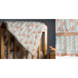 Rainboo ☁ Block Printed ☁ Monkey + Bananas Quilt- Peach Apricot - 24