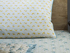 Rainboo ☁ Block Printed ☁ Monkeys on Bamboo Bedding Set- Blue Fog - 13