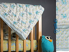 Rainboo ☁ Block Printed ☁ Unicorns + Rainbows Quilt- Blue - 17