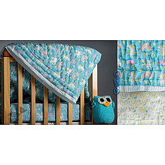 Rainboo ☁ Block Printed ☁ Unicorns + Rainbows Quilt- Blueberry - 18