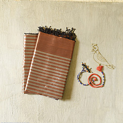 Rekha | Handloom Maheshwari Zari Stripes Dress Material (Top & Dupatta) 