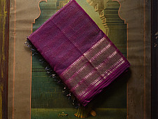 Colors of Devotion | Handwoven Maheshwari Silk Checks Saree ~ Purple