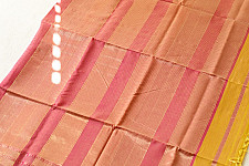 Pavitra . पवित्रा | Handloom Maheshwari Self Stripe Saree - Yellow