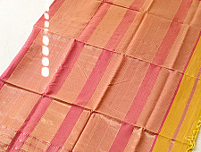 Pavitra . पवित्रा | Handloom Maheshwari Self Stripe Saree - Yellow