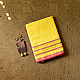 buy Handloom Maheshwari Yellow Silk Saree With Pink Pallu