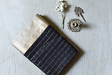 Pavitra . पवित्रा | Handloom Maheshwari Silk Black Saree