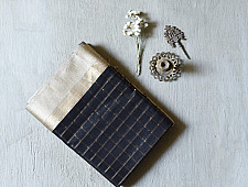 Pavitra . पवित्रा | Handloom Maheshwari Silk Black Saree