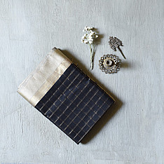 Pavitra . पवित्रा | Handloom Maheshwari Silk Black Saree