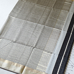 Pavitra . पवित्रा | Handloom Maheshwari Silk Black Saree