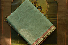 Colors of Devotion | Maheshwari Silk - Golden Zri And Tissue Saree  - Pistachio Green